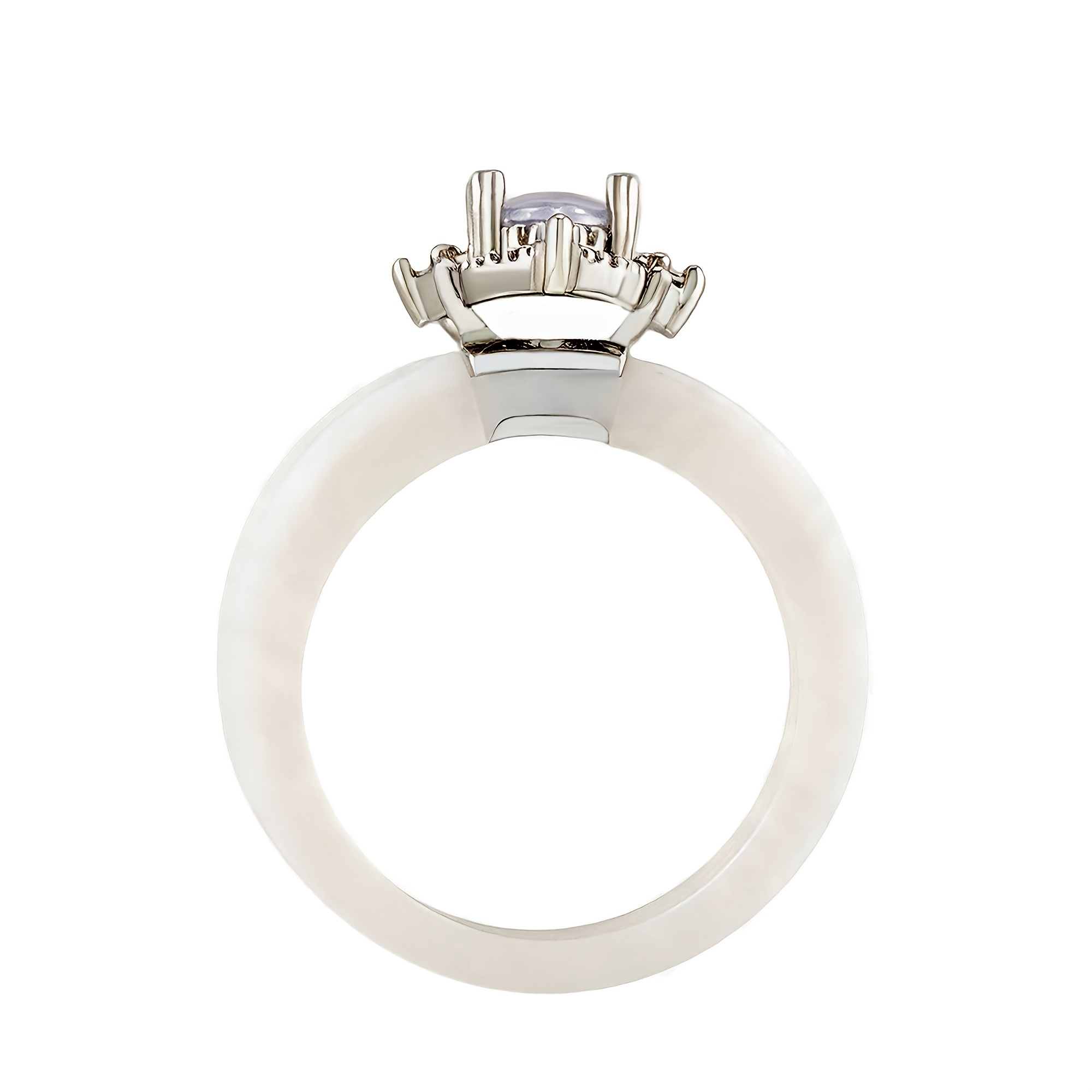 14K Gold-plated White Silicone Ring with Eye-shaped CZ